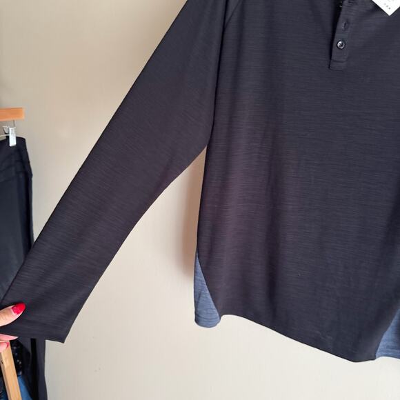 7 Diamonds Black + Blue Long Sleeve Henley XL NWT Casual Norm - Picture 2 of 7